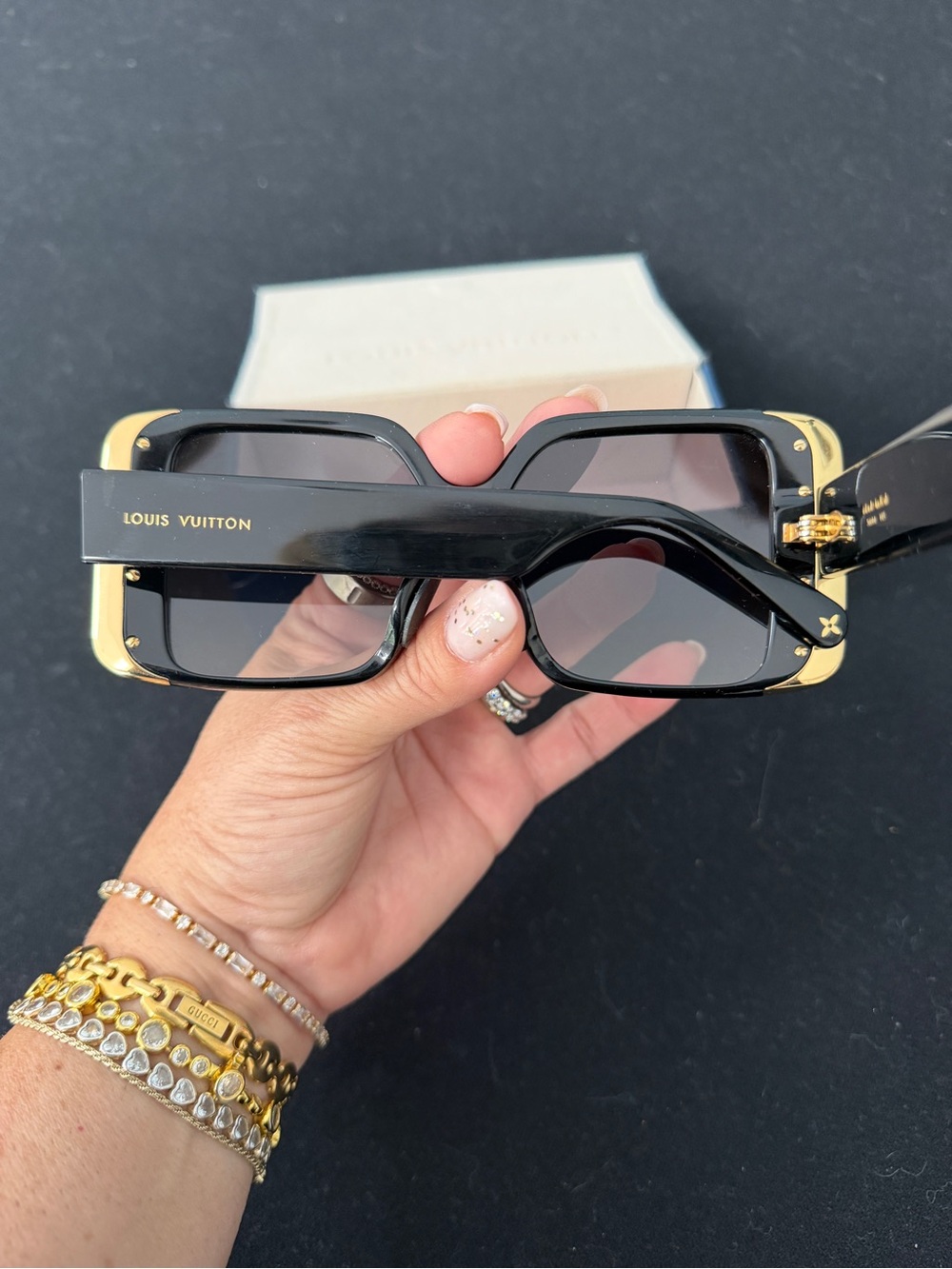 Louis Vuitton Black and Gold Square Gradient Sunglasses - Picture 2 of 13